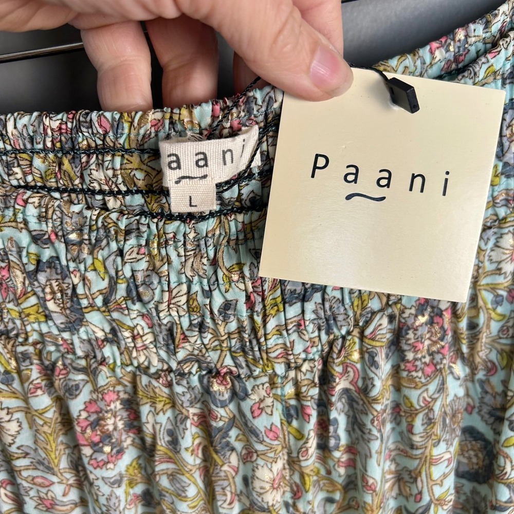 Paani Wide Leg Pants Womens Large India Floral Block Print NWT Boho Genie Kantha - Picture 7 of 10